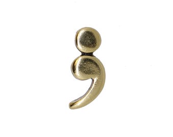 Semicolon Gold Lapel Pin- CC723- Pins for Mental Health and Suicide Prevention Awareness, Grammar and Writing