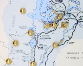 Bullet Point Map Pins- Set of 10- Silver or Gold Finish- MP115- Map Your Travels with Our Bullet Point Map Pins