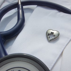 Heart with Cross Lapel Pin - CC373- First Aid, Medical, Nursing, and Hospital Pins
