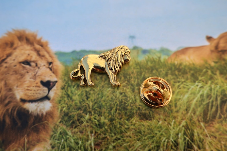 Lion Lapel Pin CC247GSafari and Zoo Animal Pins Etsy