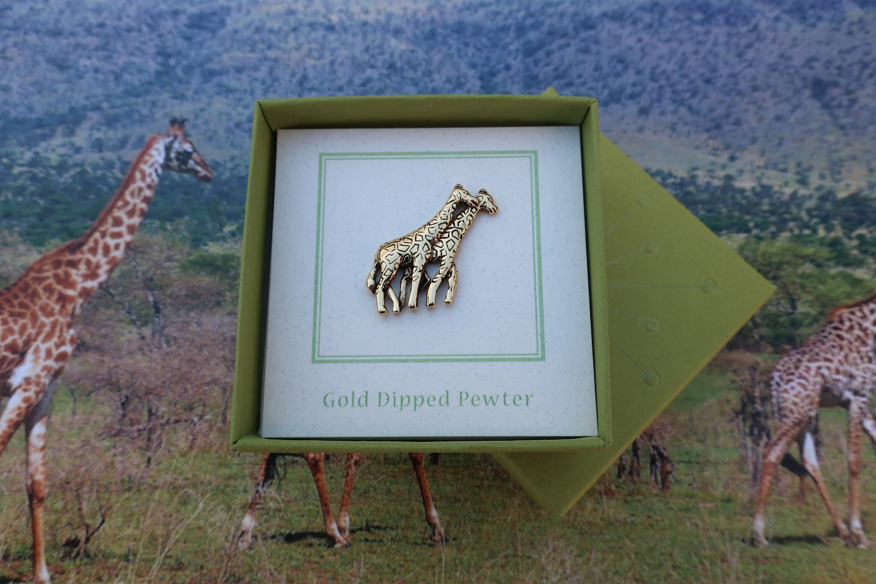 Giraffes Gold Dipped Pewter Lapel Pin CC252G Zoo Safari Etsy