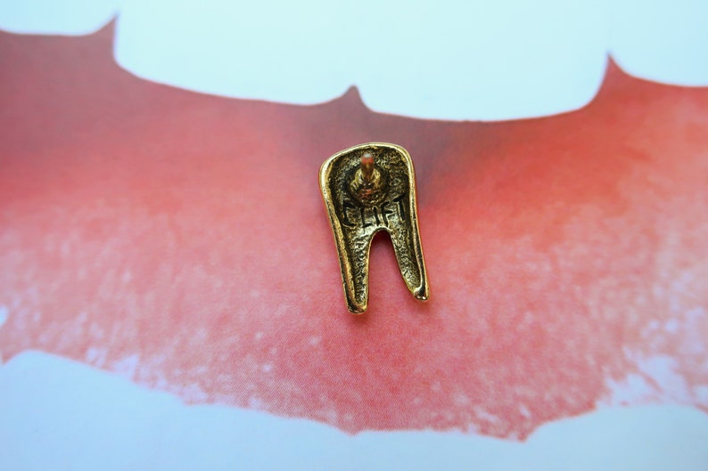 Tooth Gold Dipped Pewter Lapel Pin CC385G Teeth Pins for Etsy