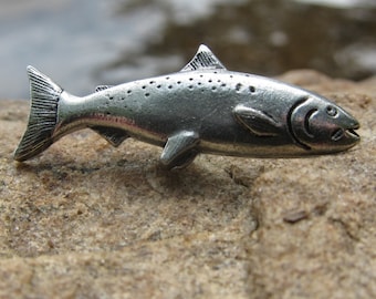 Brooch Jewelry Atlantic Salmon Fish Leaping Freshwater Fish Pewter Lapel Pin F059 Brooch Jewelry Atlantic Salmon Fish Leaping Freshwater Fish Pewter Lapel Pin F059