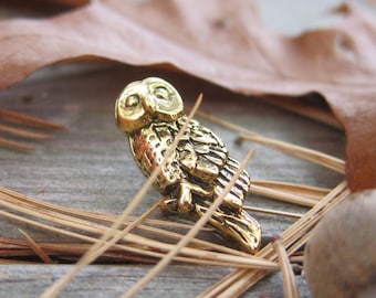 Gold Owl Lapel Pin-CC443G- Bird, Nocturnal Animals, Wildlife, Woodland Animals, and Wise Pins and Gifts