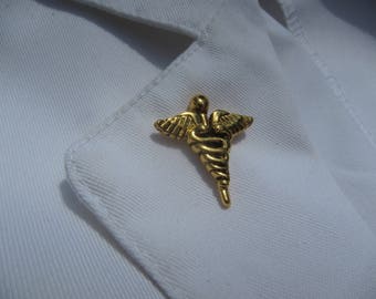 Hat or Lapel Pewter Brooch Gift Present 53 Caduceus Staff Pin Badge Tie 