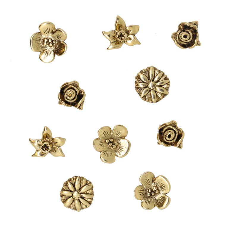 Flower Pushpins PN134 Home Office, Gardening and Floral Gifts and Decor for Corkboards Gold