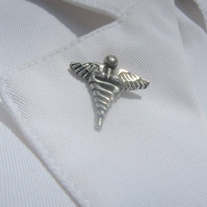 Silver Caduceus Lapel Pin For Medical Professionals – Doctor, Nurse, Medic Gift | Die-Struck Metal With Clutch Back - View #9