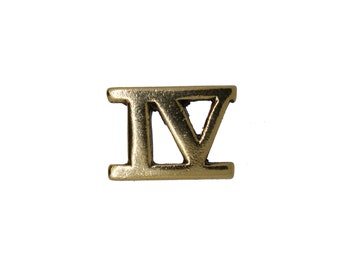 IV Gold Dipped Pewter Lapel Pin- CC609G-IV-Roman Numerals, 4, Ancient Rome, Numbers, Numeral Pins