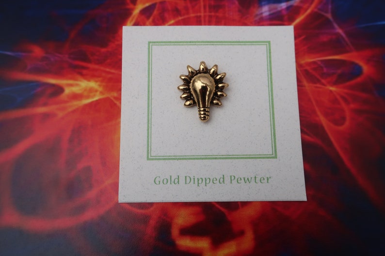 Embossed Pin Light Gold Lightbulb Lapel Pin- CC164G- Light Bulb, Electric, Electricity ...