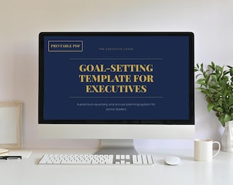 Executive Goal Setting Template – OKR Planner, Annual Vision, Weekly Check-In (PDF)