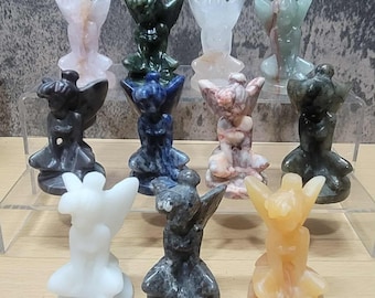 Figuras de Campanilla talladas en cristal, materiales mixtos, 6,35 cm (2,5 pulgadas)