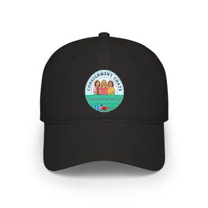 May include: Black baseball cap with a circular logo featuring three cartoon women and the text "Consignment Chats". The logo also includes social media icons and the phrase "Where are you lookin' at?".