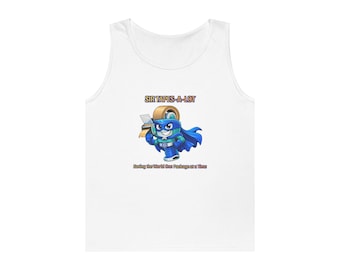 Shipping Superhero Cartoon Graphic Tank Top | Reseller Shipping Humor