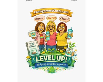Consignment Chats Level Up Illustration Matte Vertical Poster | Reseller Community Art