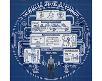 Female Reseller Operational Schematic Matte Vertical Poster | Blueprint Diagram | Woman Reseller