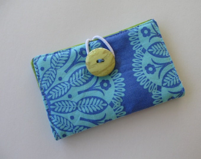 Blue & Turquoise BUSINESS CARD CASE, Gift Card Holder, or Credit Card