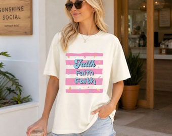 Camiseta Faith / Camiseta de algodón teñida en prenda Comfort Colors