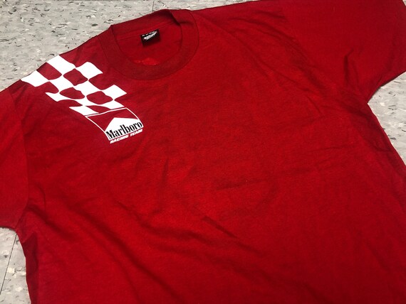 Vintage Marlboro Racing Team T-Shirt Tee Red Scree