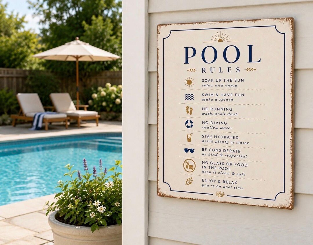 Pool Rules Sign Printable | 8x10 Pool Decor | Backyard Pool Sign ...