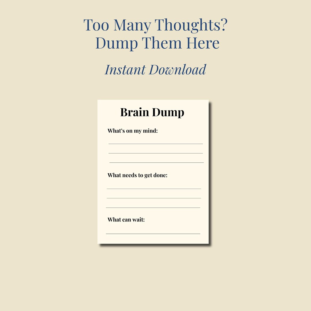 Brain Dump Printable | Overwhelmed Mind Reset | Mental Clarity ...