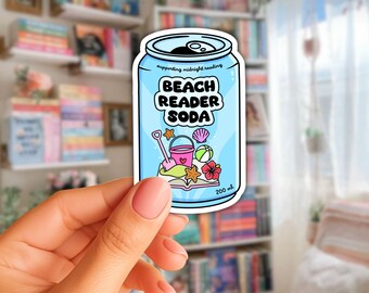 Pegatina artesanal Beach Reader Soda / 2.5” Lectura de verano para amantes de los libros, Bookstagram, Kindle Girlie