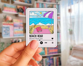 Pegatina hecha a mano para reproductor de música de lectura playera / Lista de reproducción de lectura de verano de 2,5 pulgadas, pegatinas Balletcore Girlie para Kindle