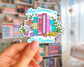 Pegatina hecha a mano "My Summer is All Booked" / Pegatinas Kindle de 2,5" para verano, Bookstagram, Balletcore y estilo femenino.