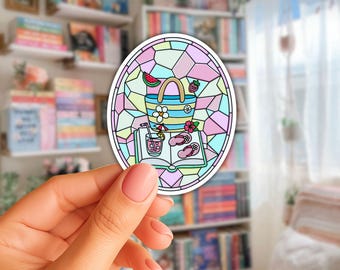 Summer Picnic Stained Glass Window Handmade Sticker | 2.5” Pastel Kindle Girlie Stickers