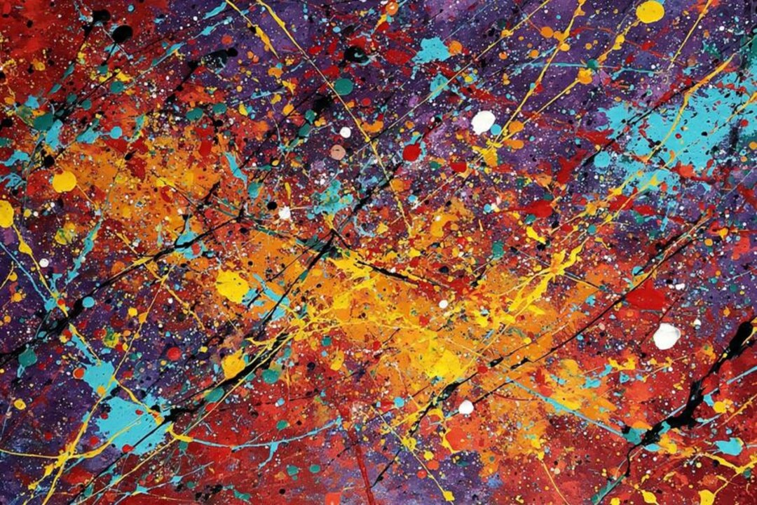 Colorful Abstract Splatter Art Print, Modern Expressionist Wall Decor ...