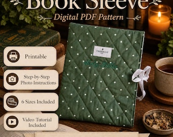 Patrón de costura para funda acolchada de libro – Portada imprimible en PDF (Descarga digital)