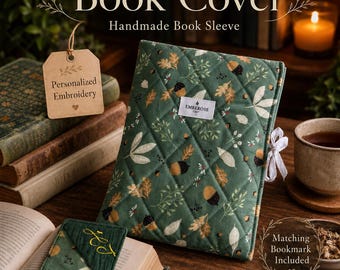 Funda acolchada para libros con marcapáginas, protector de cubierta de algodón, bolsa para libros de bolsillo.