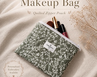 Bolsa organizadora de tela acolchada, neceser de viaje de algodón, bolsa de maquillaje