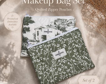 Bolsa organizadora de tela acolchada, neceser de viaje de algodón, bolsa de maquillaje