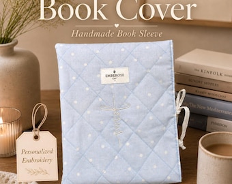 Funda de tela hecha a mano con lazos para libros: Funda para Biblia - Funda protectora para Kindle - algodón
