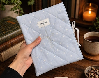 Funda de tela hecha a mano con lazos para libros: Funda para Biblia - Funda protectora para Kindle - algodón