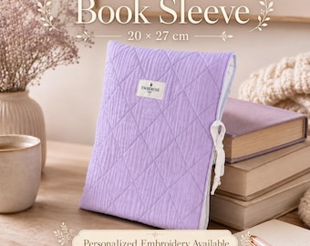 Funda de tela hecha a mano con lazos para libros, 20 x 27 cm: Funda protectora para Kindle - algodón - Funda para Biblia