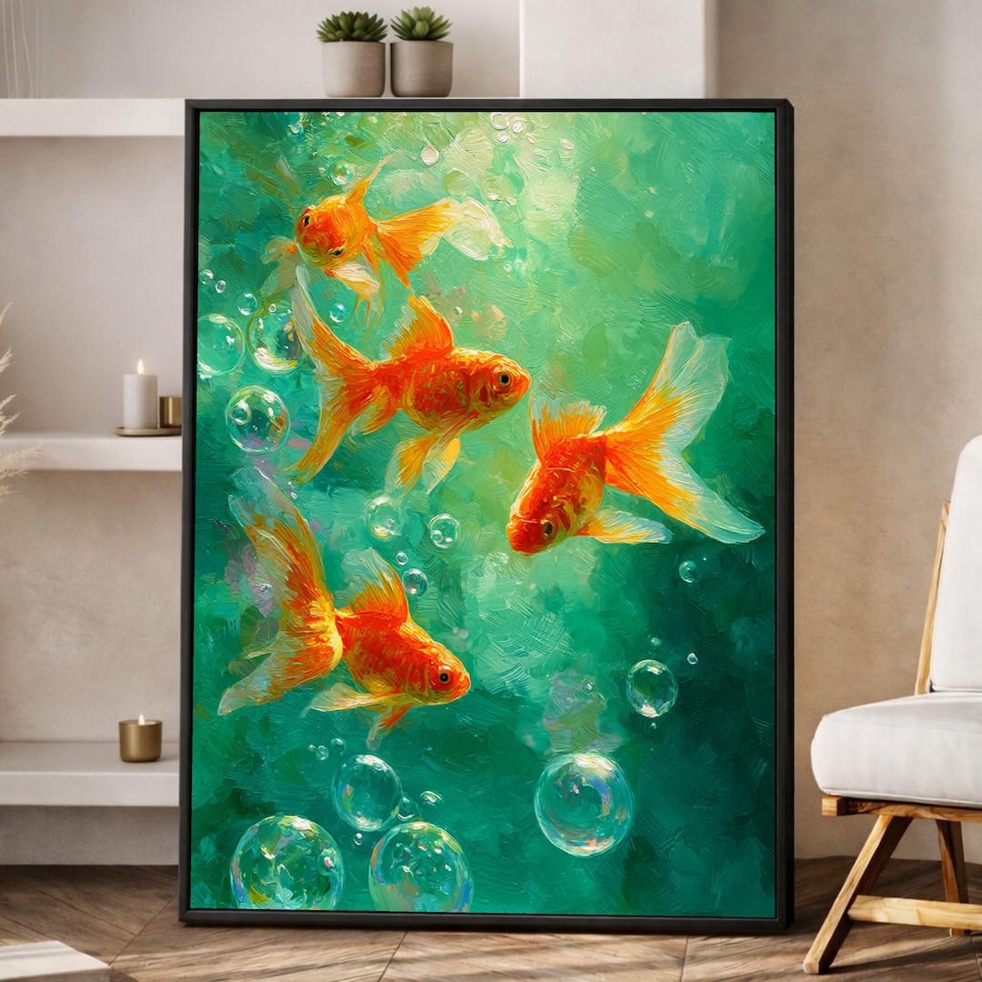 Vibrant Goldfish Underwater Scene Canvas Print, Colorful Fish Wall Art ...