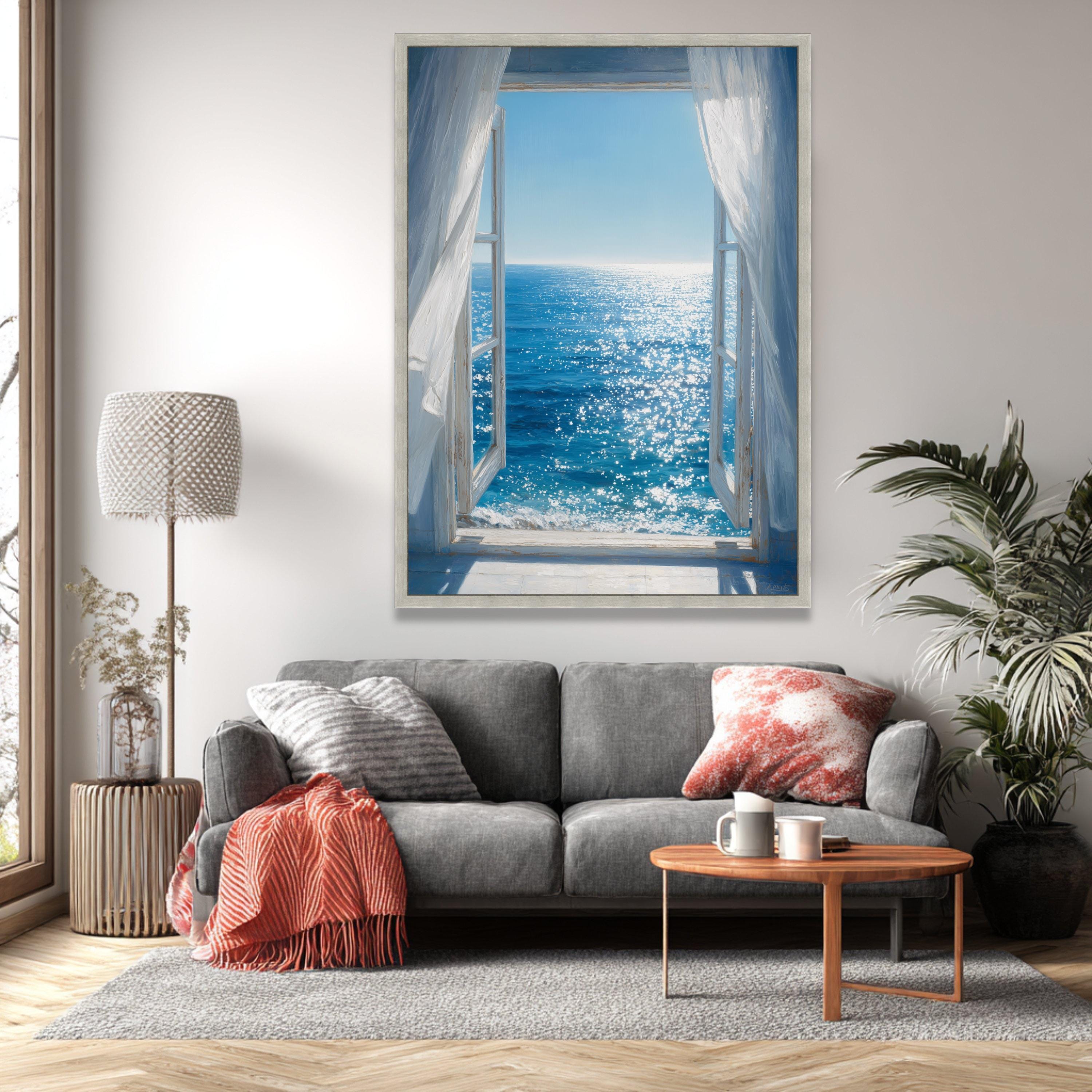 Ocean View Through Window Canvas Art, Coastal Beach Scene Wall Decor - Etsy