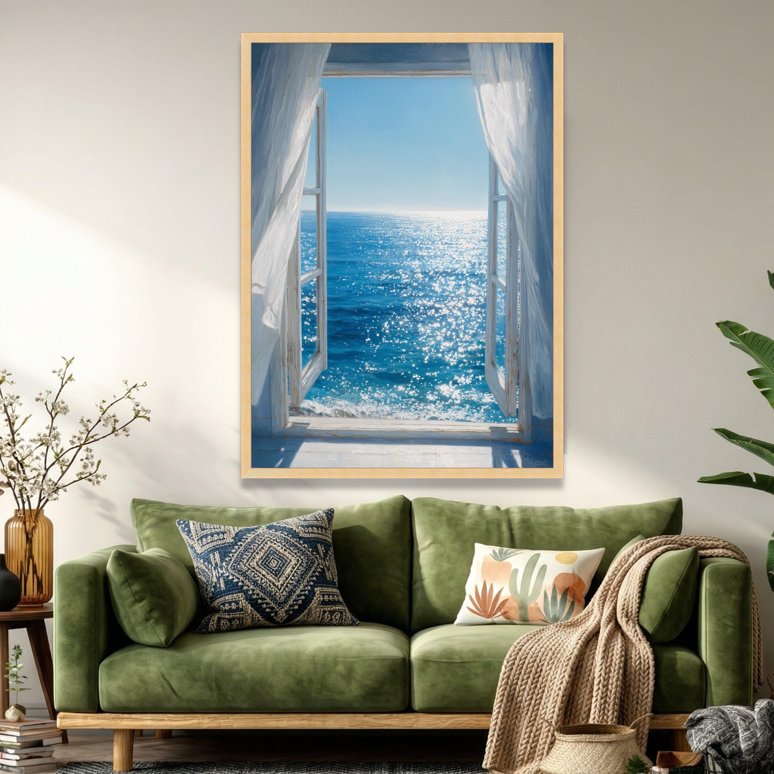 Ocean View Through Window Canvas Art, Coastal Beach Scene Wall Decor - Etsy
