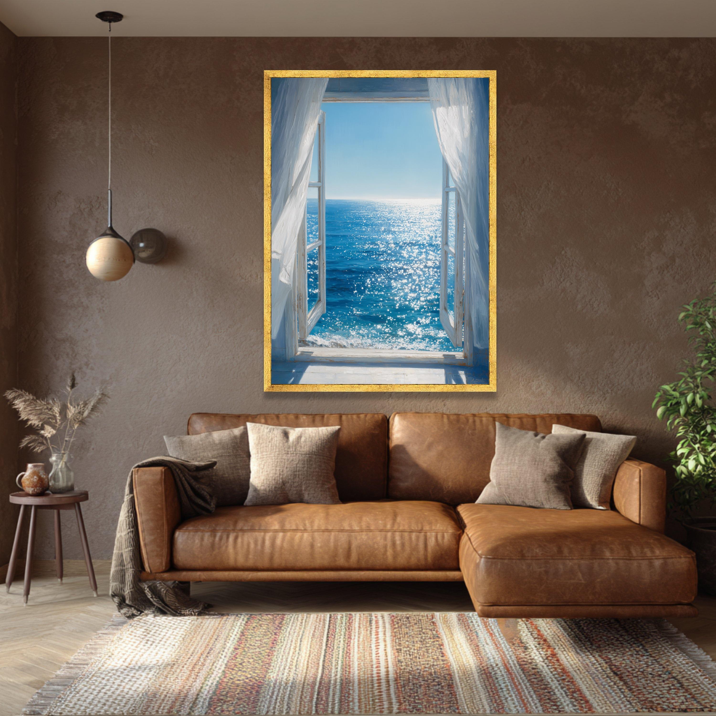 Ocean View Through Window Canvas Art, Coastal Beach Scene Wall Decor - Etsy