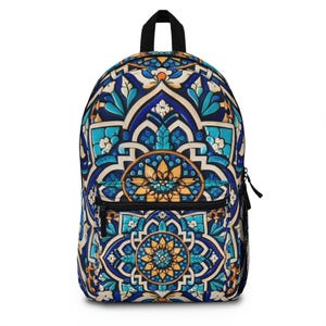 Blue Mosaic Mandala Backpack | Mediterranean Tile Pattern - Ottoman