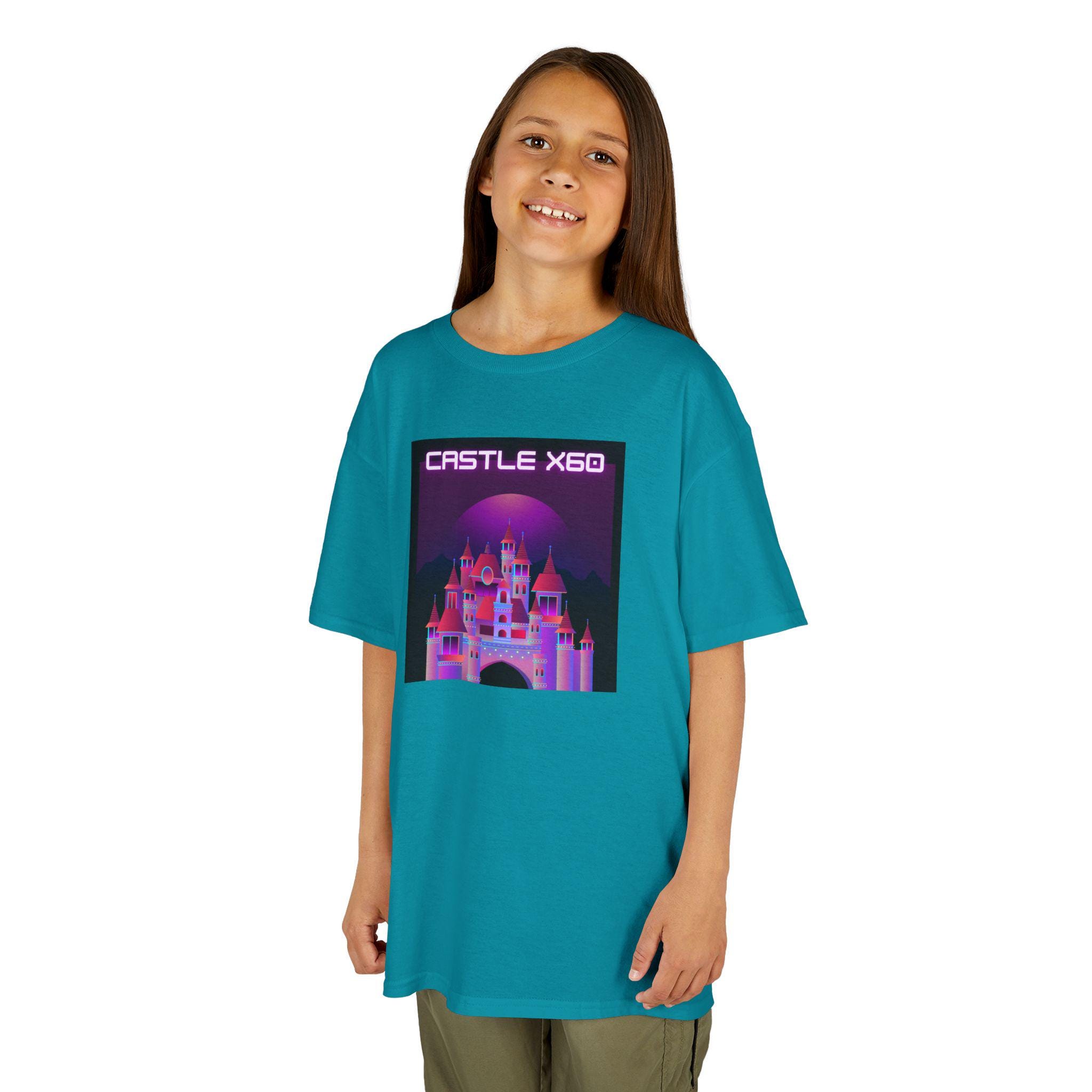 Retro Neon Castle Kids T-shirt | Pink Purple Fantasy Palace - Etsy