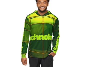 SERHAND Premium Fashion Collection - Technology Globe hoodie | Neon Green All-Over Print Hoodie