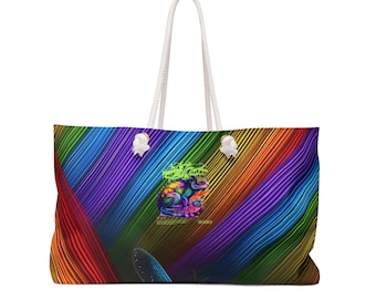 Colorful Rainbow Swirl Weekender Bag | Striped Vibrant Travel Tote
