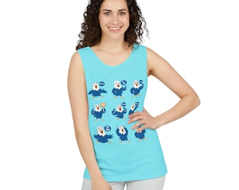 Cute Blue Bird Emoticons Tank Top | Cartoon Chick Emoji Characters