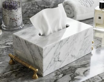 Elegante porta fazzoletti in marmo bianco Ziyarat, perfetto per la decorazione della casa.