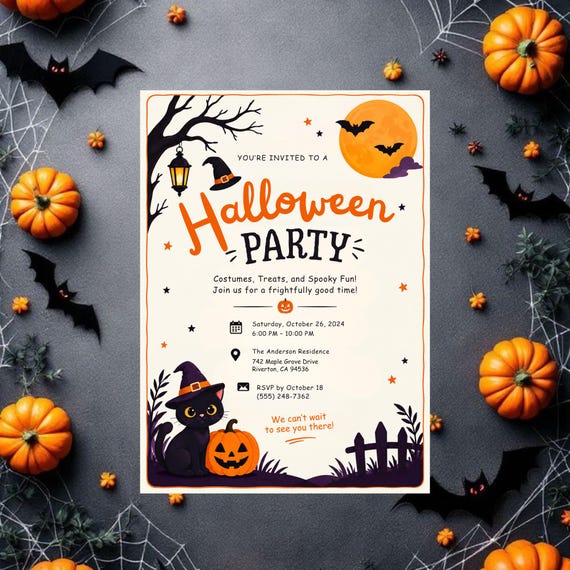 Halloween Party Invitation | Spooktacular Ghost Party Invite for Kids | Editable Canva Halloween Template | Digital Download