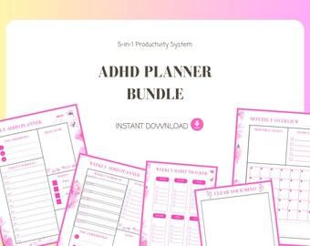 ADHD Planner Bundle Printable PDF | Daily Weekly Monthly Planner ...