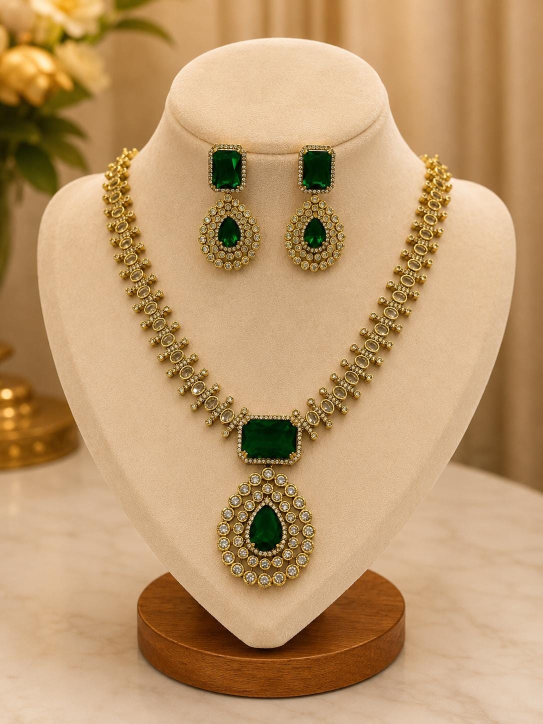 Green stone jewelry necklace set - Etsy 日本