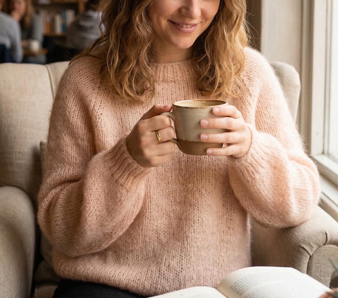 Mohair Sweater Knitting Pattern PDF, Beginner Top Down Raglan, Cozy ...